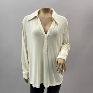 Banana Republic Top Women XXL Cream Ivory Aleah Wool Blend Polo Shirt Preppy NWT